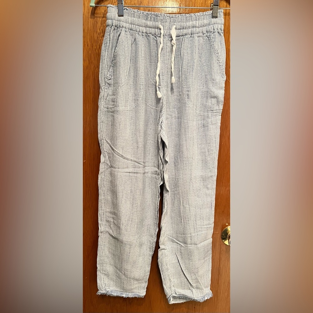Aerie Drawstring Pinstripe Pants Blue/White Size S